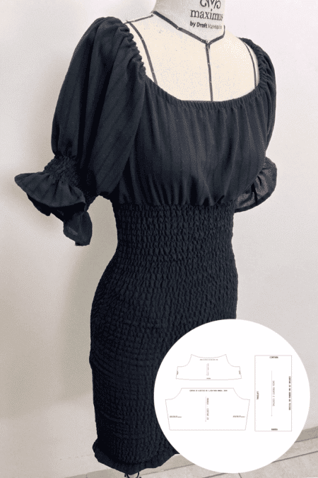 VESTIDO-LASTEX-MANGA-VOLUMOSA