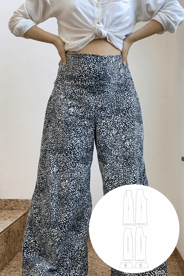 calça pantalona com revel